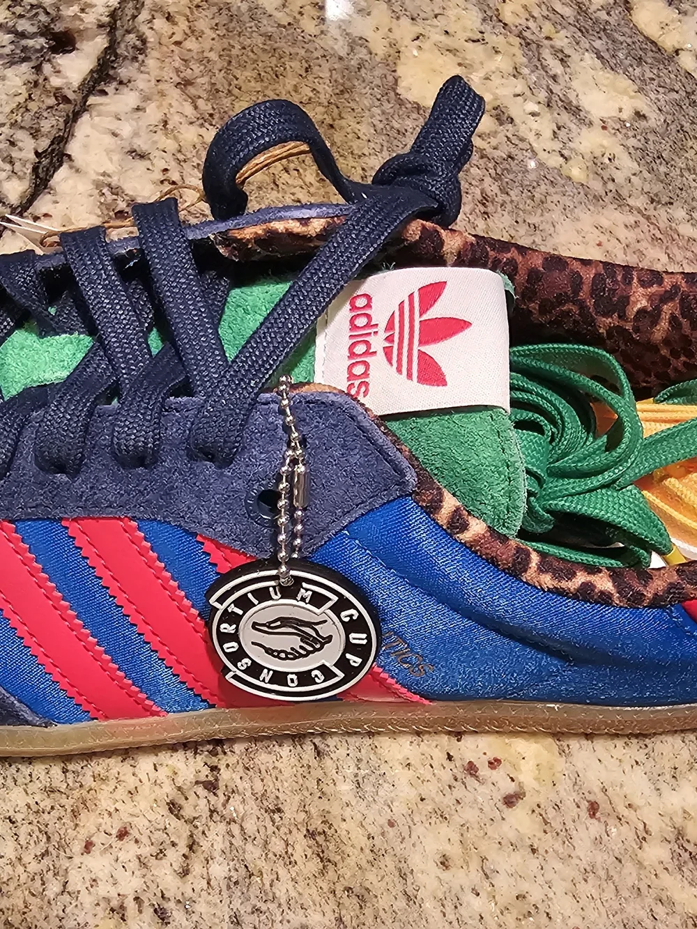 Adidas Navy Blue Sambas Politics Leopard Accent Sneakers